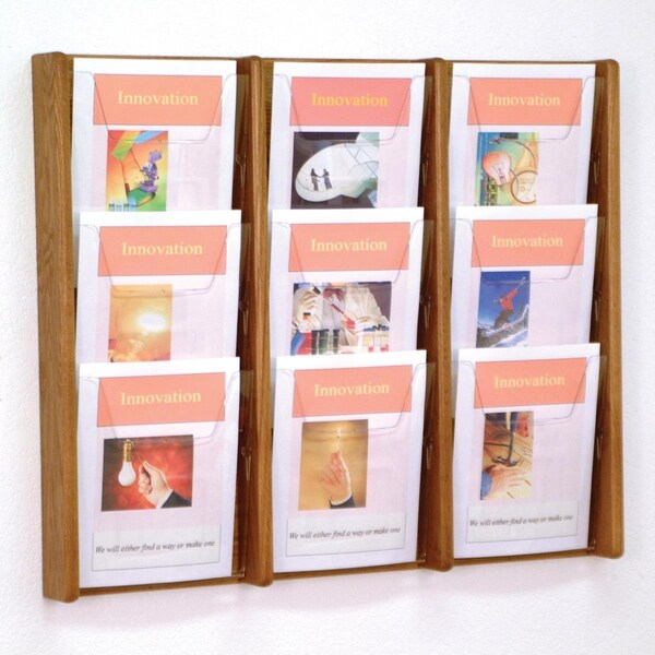 Vertex 3 x 3 in. Stance 9 Pocket Wall Display - Black, Light Oak & Medium Oak VE3959189 - main